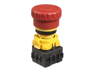 Emergency stop switch disconnects from power supply for safety