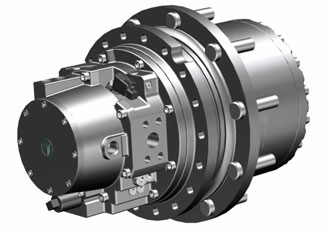 Hydraulic drive unit has integrated axial piston motor 