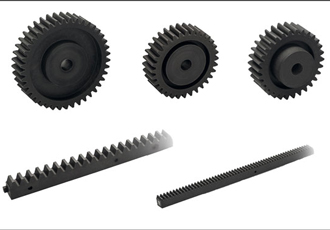 Rack and spur gear transmission elements for mechanical resistance