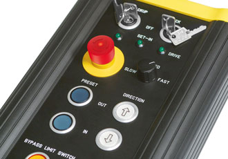 Emergency stop switch suited for handheld control units 