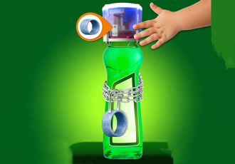 With plain bearing cleaning agent safely locked in child safety device