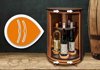 Stylish wine storage with 3D-printed igus springs