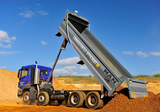 MAN tipper trucks warranty includes EDBRO hydraulics