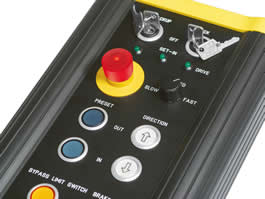Robust stop switches suit hand-held control units