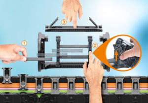 Easy interior separation for E4Q energy chain reduces assembly time