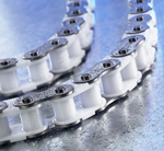 Tsubaki’s light weight lube-free PC chain offers corrosion resistance and extended wear life in wet environments