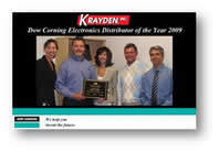 Dow Corning Electronics Distributor of the Year awarded to Krayden, Inc. in Recognition Ceremony