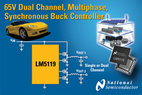 National Semiconductor’s 65V Dual-Channel, Dual-Phase Synchronous Buck Controller Saves PCB Space in High Voltage Applications